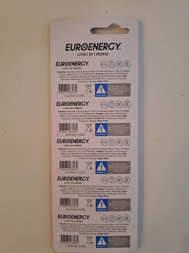 Imagen 6 de 8 de Pila Batería Lithium Cr 2032 Pack De 5 Unidades 3 V