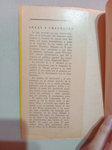 José Ortega Y Gasset: Ideas Y Creencias (Usado)