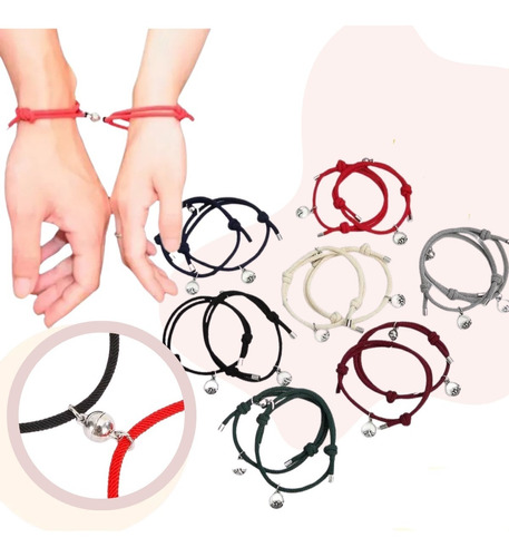 Set De 2 Pulseras De Imán Magnética Amor Para Parejas