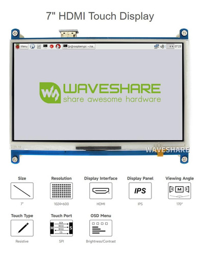 Waveshare De 7 Pulgadas Resistir Touch Screen Lcd Compatible
