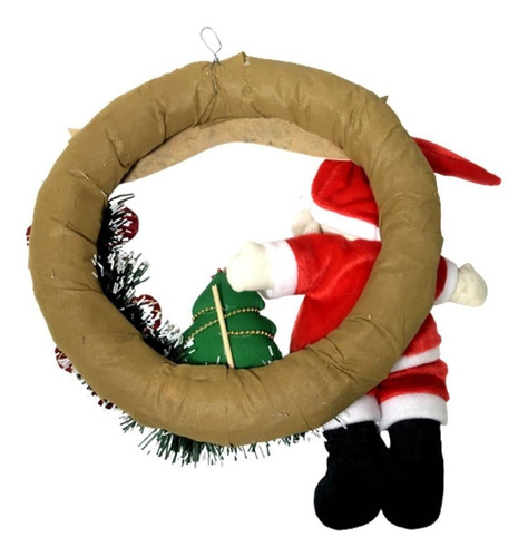 Enfeite Guirlanda Artesanal Feliz Natal Papai Noel Flores