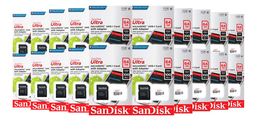 Kit 20 Memoria Micro Sd 64gb Sandisk Clase10 Full Hd Mayoreo