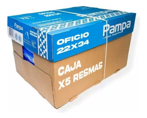 Kit 5 Resmas Pampa 70 Oficio 22 X 34cm Papel Blanco