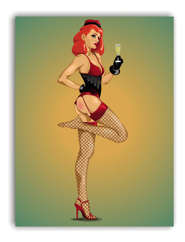 Placa decorativa Pin Up 20 x 30 cm, estampado vintage