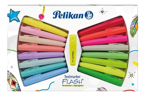Set de resaltadores Textmarker Flash Búho x16 colores pastel y flúo Pelikan