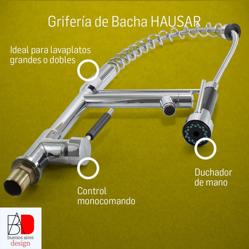 Imagen 6 de 10 de Griferia Cocina Monocomando Duchador Flexible Y Grifo Bronc