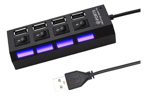 Hub 4 Puertos Usb Con Indicador De Luz Con Switch