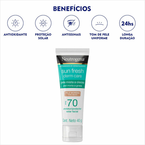 Protetor Solar Facial Neutrogena Sun Fresh- Morena Fps70 40g