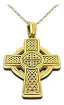Comprar Dije Cruz Celta Grabada Acero Chapa Oro Tricapa Con Cadena