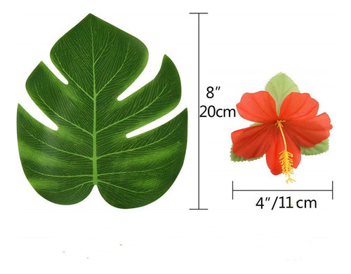 Juego De 60 Decoraciones Hawaianas Con Plantas Artificiales,