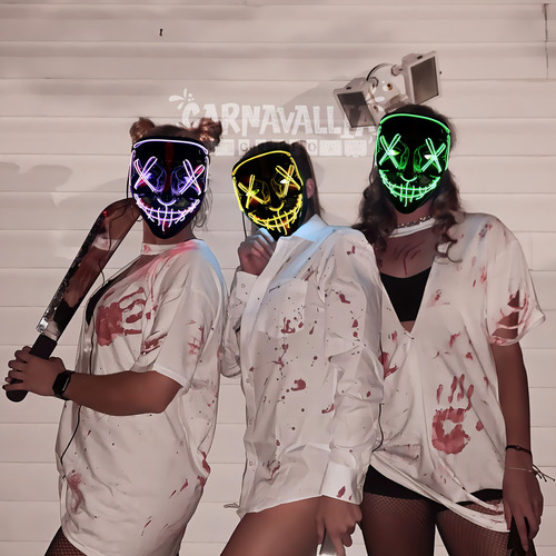 Máscara La Purga Luz Led Verde Limon Halloween The Purge