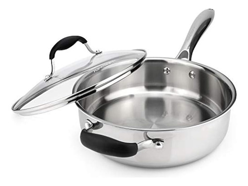 Avacraft 18/10 Tri-ply Steel Saute Pan With Tapa, Stay Cool