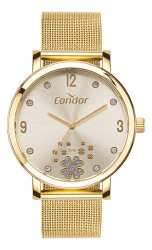 Relógio Condor Feminino Mimos E Sutilezas Dourado - Co203 Fundo Champagne