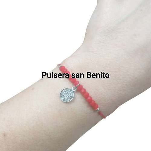 Imagen 4 de 7 de Pulsera San Benito Con Mostacillas Rojas