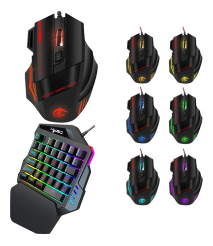 Combo Gamer Mini Teclado + Mouse Con Luces Led Rgb