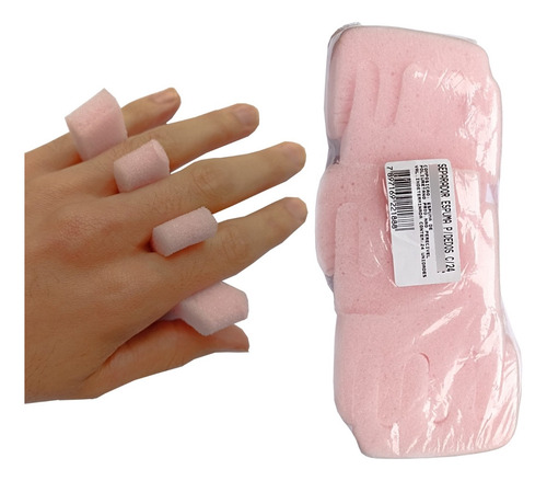 Separador De Dedos Para Mãos E Pés Em Espuma Manicure 24 Und Cor Rosa Liso