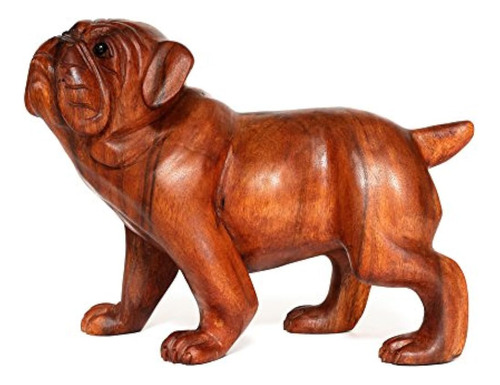 Colección G6 Madera Tallada A Mano Caminando Bulldog Inglés 