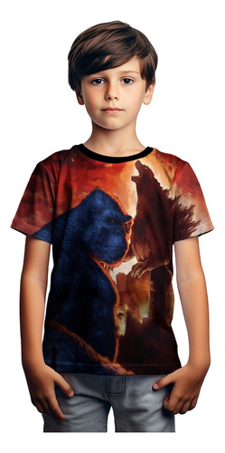 Playera Niños King Kong  Vs Godzilla Moda Full Print