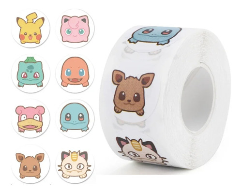 500 Calcomanias Stickers Pokemon En Rollo Kawaii Pegatinas 