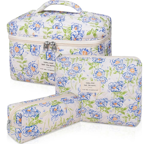 Dd Set De 3 Bolsas De Maquillaje Con Algodón Y Cremalleras
