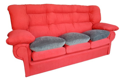 Sofa Placer 3 C Tela Chenille Respaldo Alto 