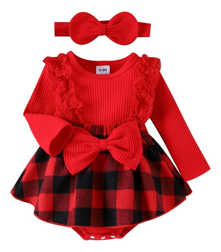 Vestido Tipo Mameluco Navideño Para Bebés Y Niñas De 0 A 1 A