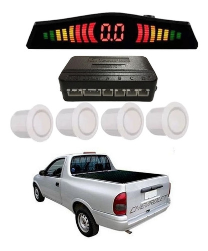 Kit Sensor Estacionamento Re 4 Sensor Branco Corsa Pick-up