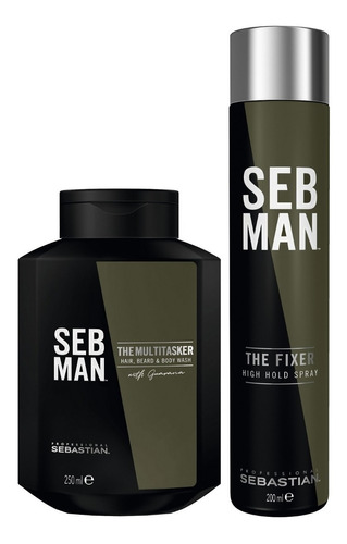 Shampoo 3 In 1 +laca Spray Fijación Fuerte Sebastian Seb Man