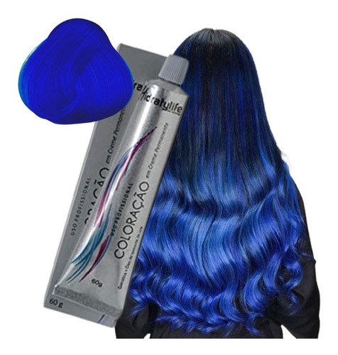 Tinta Cabelo Azul Royal Coloração Cor Fantasia Profissional