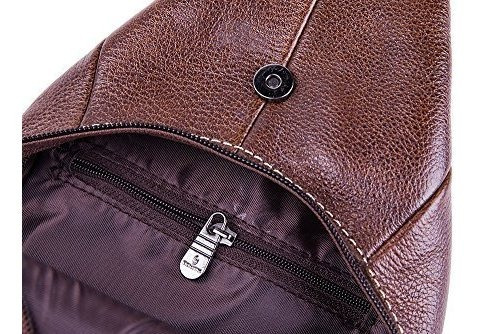 Imagen 7 de 7 de Mochila De Hombro De Cuero Genuino Bandolera Unisex Al Aire
