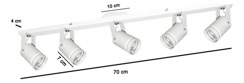 Lampara Techo Barral Aplique 5 Luces Spot Movil 7w Led Gu10 Estructura Blanco Fría