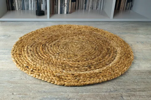 Alfombra Artesanal Circular De Yute Natural 60cm