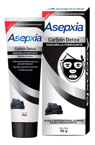 Mascarilla Purificante Carbón Detox Peel Off X30g Asepxia