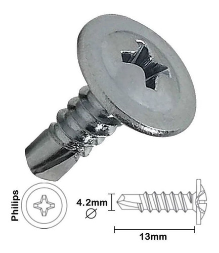 Imagem 2 de 2 de Parafuso Auto Brocante Flangeado Phillips 4,2 X 13 - 1000pçs