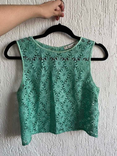 Blusa De Encaje Color Verde Marca Forever 21 Pars Jovencita