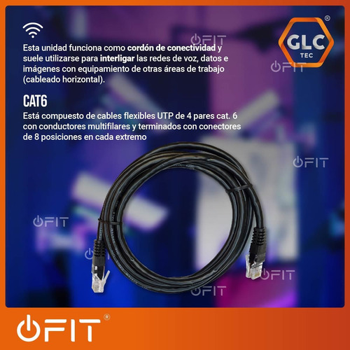 Imagen 7 de 11 de Patch Cord Utp Glc Cat 6 De 1.80 Metros