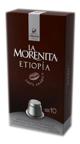 Cafe La Morenita 10 Capsulas Etiopia Compatible Nespresso
