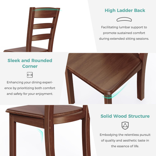 Mordeer Juego De 4 Sillas De Mesa De Cocina De Madera Maciza Diseño De La Tela Color De La Estructura De La Silla Color Del Asiento