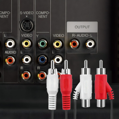 Cable 2 Rca A 2 Rca Macho + Rca Hembra Piggyback, 6 Pies