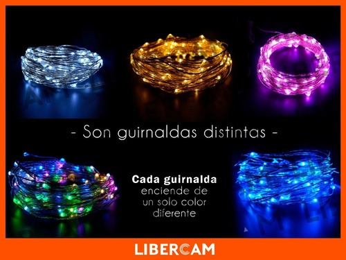 Imagen 8 de 10 de Guirnalda Microled Alambre Luz Led Rgb Amarilla Azul Rosa