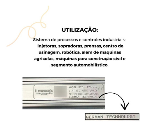 Regua Potenciometrica 1000mm Sensor Linear Sem Haste