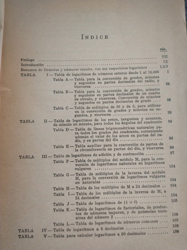Tablas De Logaritmos A Cinco Decimales, J. Hoüel (Usado)