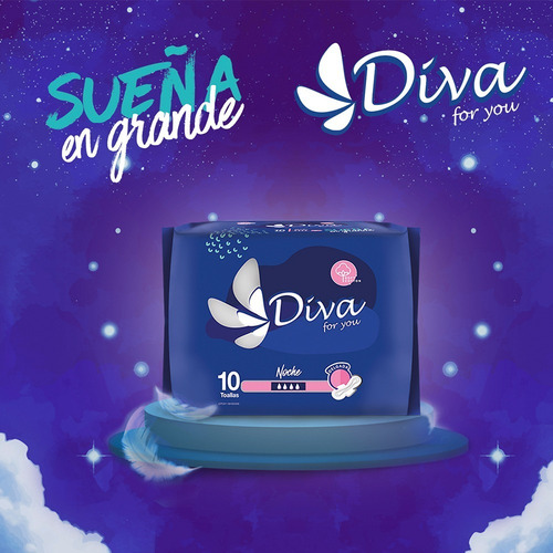 Diva Toallas Sanitarias Delgada Noche 10 Unid X 24 Paq