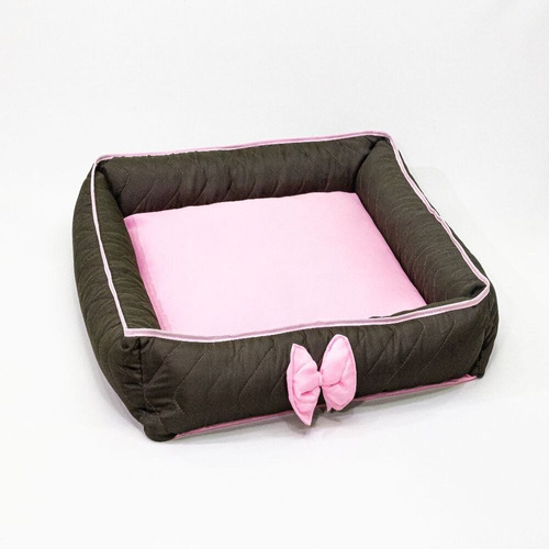 Cama Pet Nick Impermeável Média 50x50x15 Matelado Com Zíper Cor Rosa Desenho Liso