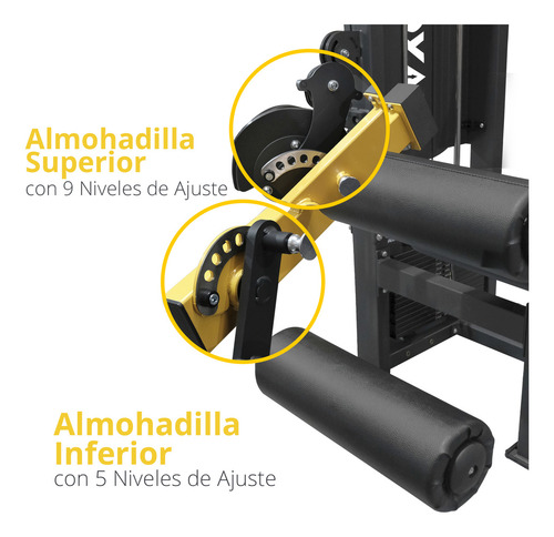 Maquina Extensión Curl De Pierna Peso Integrado Tayga Estructura Negro Tapizado Negro