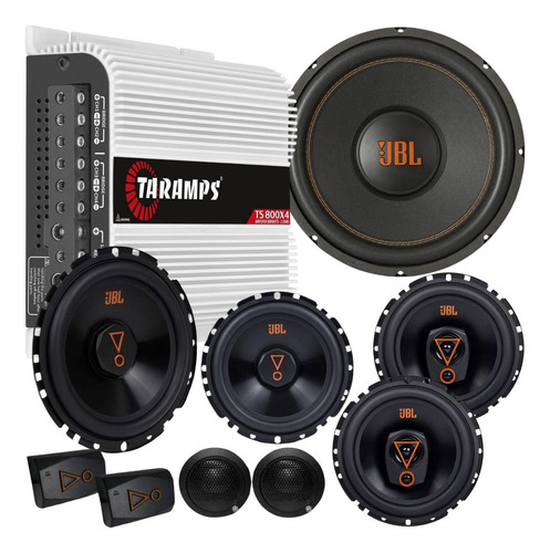 Módulo Ts800x4 + Kit 2 Vias 62vms80 + Sub 350w + Par 6trms80 Cor Preto