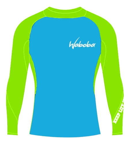 Remera Lycra Térmica Waboba Niño Talle 16 Celeste Y Verde