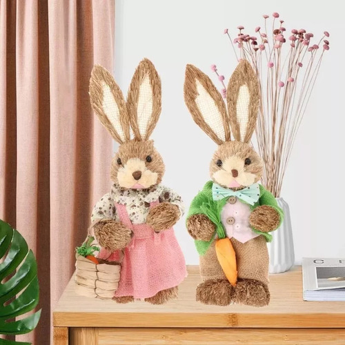 4 Pzs De Pareja De Conejos De Pascua 35cm,suministros