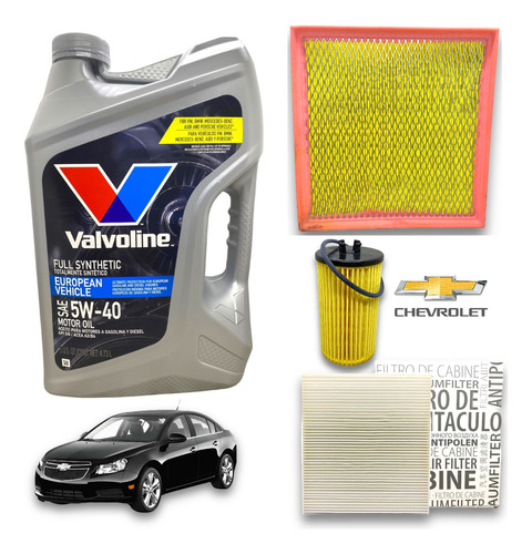 Kit Filtros Cruze 1.8 + Aceite Valvoline 5w40 Sintetico