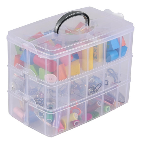 Caja De Almacenamiento De Plástico 3 Niveles Transparente Co